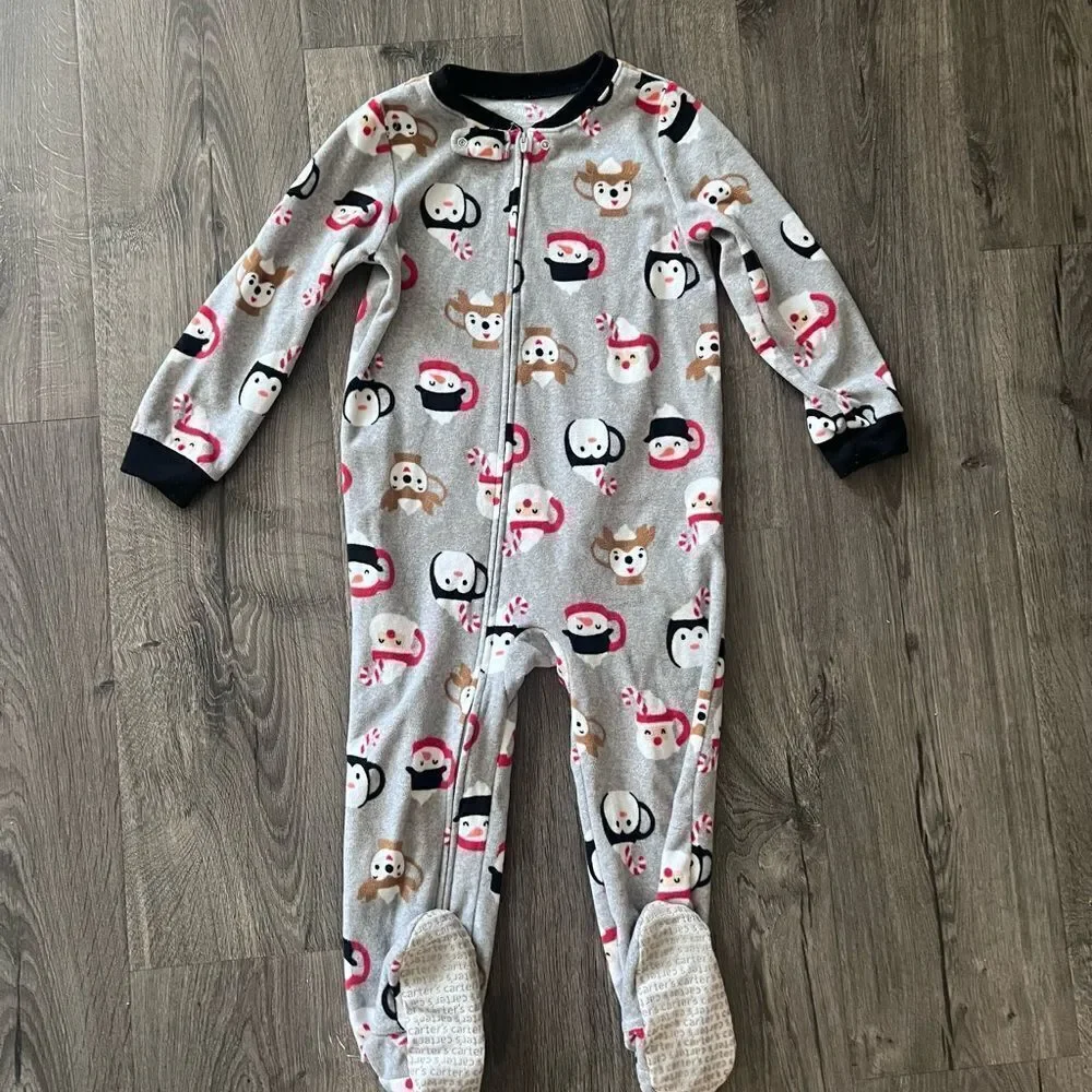 Carter's Christmas Mug Print One-Piece Sleeper Pajamas Toddler Boy Size 4T